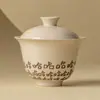 Cuenco de Cerámica Hecho en Fábrica con Tapa, Taza de Té Doméstica Individual de Gama Alta con Tapa, Taza de Té Personal, Juego de Té Kung Fu Grande
