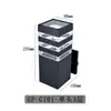 Lámpara de pared exterior de doble cabezal, luminosa hacia arriba y hacia abajo, para patio, pared exterior, faro de puerta, cuadrada de aluminio, estándar europeo, estándar americano, portalámparas E27