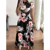 WISH Amazon Colección Otoño 2026: Vestido Largo Estampado Floral de Manga Corta Estilo Europeo y Americano para Mujer