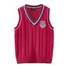 Chaleco de lana torcida de algodón para niños y niñas, chaleco de punto, suéter para niños medianos y grandes, uniforme escolar de jardín de infantes, venta al por mayor coreana