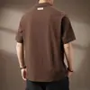 Camisa Polo Bordada Pesada de Algodão de Alta Qualidade com Manga Curta para Homens, Novo Estilo de Verão Marca de Moda Americana Casual Top de Manga Meia