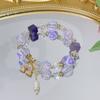 Pulsera de cristal súper flash nueva 2023 para mujer, con colgante de flor y gota de agua, estilo Mori para vacaciones, pulsera para estudiantes y novias
