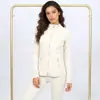 Conjunto de jaqueta com gola alta e calça cropped da marca LULU DF, em estoque, entrega direta, justo, respirável, elástico, com zíper dourado