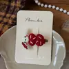 Nuevo Pasador Rojo de Dibujos Animados Estilo Coreano Hecho a Mano en Tela Pinza Lateral para Flequillo Infantil Pinza Dulce para Separar el Cabello para Niñas