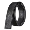 Cinturón de Piel de Vacuno de Primera Capa Doble Cara con Patrón de Corteza para Hombre, Hebilla Automática de 3.5cm, Sin Hebilla
