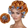Gorro de Dormir de Satén con Encaje de Doble Capa Transfronterizo de Amazon, Gorro de Dormir de Seda, Gorro Casero de Doble Capa con Borde Volante Ajustable