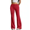 Calças pantalona de outono transfronteiriças de cintura alta com cordão para mulheres, elásticas, justas, com caimento solto, microflare, estilo esportivo europeu e americano