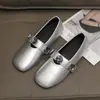 Novas Mules Femininas de Strass Estilo Francês, Bico Quadrado, para Calçar Facilmente, Mules Preguiçosas de Bico Fechado, Sapatos Casuais Planos com Solado Macio