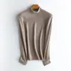 Camiseta Base Feminina de Lã e Seda, Novo Estilo Outono e Inverno, Gola Meio Alta, Fibra Acrílica Antibacteriana, Camiseta Térmica de Manga Longa para Mulheres