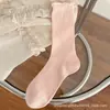 Meias Femininas Zhuji Meias Amontoadas Meias Longas Finas de Verão Malha Respirável Estilo Coreano Estilo ins Sapatos Brancos Meias Sem Costura