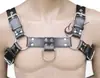 Productos Novedosos para Adultos Sm Europeos y Americanos, Arnés Masculino de Cuero Negro de Una Pieza con Doble Correa para Hombros y Correas para el Pecho