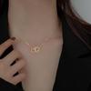 Colar Love Feminino Design Avançado Sense Light Luxo Nicho Simples Elegante Corrente de Argola Dupla Lockbone Banhado a Ouro Verdadeiro 18K