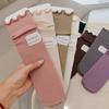 Calcetines de media pantorrilla para niña para Primavera y Otoño con Lazo, Estilo Bosque Vintage, Calcetines de Algodón Arrugados Color Sólido Princesa Lolita de Otoño