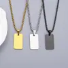 Collar con Colgante Cuadrado de Acero Inoxidable Personalizable Grabable Estilo Europeo y Americano para Hombres, Colgante Cuadrado Pequeño de Acero Inoxidable Hip-Hop