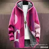 Cardigan com zíper e capuz de algodão para homem, padrão irregular transfronteiriço, estampa colorida, modelagem solta, venha para a foto, DIY