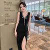 2026 Nuevo Estilo de Verano Vestido Chaleco sin Mangas Ajustado Elegante para Mujer Estilo Maduro Ligero con Lazo Incrustado de Diamantes 5687
