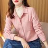Camisa de Felpa Cepillada para Mujer Otoño e Invierno 2023 Nuevo Color Sólido Manga Larga Cálida Camiseta Chaqueta Corta Terciopelo Alemán Cálido