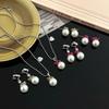 Pingente de urso com pérolas flockadas corrente de clavícula brincos de tarraxa design de nicho feminino doce simples colar brincos brincos para todas as ocasiões