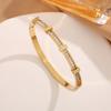 Pulsera geométrica abierta de doble capa de circonita simple, diseño de nicho, pulsera de estilo frío, pulsera elegante de moda de alta gama