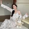 Pijama Nuevo de Terciopelo Dorado Otoño e Invierno para Mujer, Conjunto Cálido de Tres Piezas de Terciopelo Dorado con Diamantes y Mangas Largas con Copas, Ropa Sexy para Casa