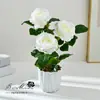 Bonsai de Rosa de Três Cabeças Pastoral Vasos Artificiais Flores Artificiais Adereços de Fotografia Flores Artificiais para Casamento Enfeites de Decoração para Casa