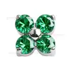 Arete de titanio bañado en oro con forma de trébol de cuatro hojas y circón, arete de clip para cartílago con forma de trébol de la suerte de circón multicolor, accesorios para piercing