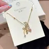 Collar Colgante de Zirconia con Lazo Corazón para Niña Cadena Popular Transfronteriza Moda Lujo Ligero Cadena para Clavícula Nicho Versátil