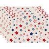 Mantel individual con estampado de estrellas rojas y azules, con diseño de estrellas y zapatos de cuero a rayas, con estampado de enanos, de lino y aislamiento térmico, para el Día de la Independencia de EE. UU.