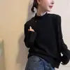 Primavera, Otoño e Invierno 2025 Nueva Moda Coreana Elegante Camiseta Base de Manga Larga Térmica Holgada Adelgazante con Cuello Medio Alto para Mujer