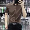 Camisa casual de manga corta de alta gama, sin arrugas, fluida para hombre, corte slim, con un look sofisticado, tejido elástico y diseño sin costuras, perfecta para ropa de negocios.