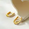 Pendientes de Perla de Cobre Chapados en Oro de 18K, Forma de U, Sencillos, Elegantes, Versátiles, Pinzas Rectangulares Geométricas para Oreja
