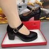 Zapatos Mary Jane de Suela Blanda Poco Profundos con Tacón Grueso 2025 Otoño Nuevos Planos de Tacón Medio con Punta Redonda para Mujer Versátiles Casuales Zapatos de Madre