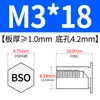 Orificio Ciego M3 Tuerca Remachable Ciega Columna Bso-M3-5-6-7-8-9 Sujetador para Chapa Metálica Prisionero Remachable Ciego Hexagonal Cabeza Plana M3