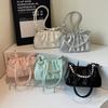 Bolso de Mujer Moda Otoño e Invierno 2024 Bolso Cadena Perlas Bolso Plegado Bolso de Axila Bolso de Hombro Pequeño de Fragancia Helada de Alta Gama