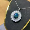 Explosiones plata de ley incrustada con ópalo negro liso natural ultra-hermoso como piedra principal 10*12mm el cristal es bueno