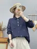 Colección Otoño 2026: Camisa cárdigan de manga larga para mujer con bordado de hierba estilo japonés, doble capa de gasa, venta al por mayor