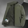 Nova coleção de primavera e outono: jaqueta masculina casual corta-vento e impermeável com gola alta, peça de outer wear masculina de corte solto, atacado