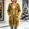 Nuevo cárdigan largo de punto con botones para Navidad, suéter abrigo de moda personalizado casual estampado de otoño e invierno para mujer