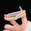Elegante pulsera de perlas y diamantes estilo francés, moderna, exquisita, de nicho, de alta gama, de lujo ligero, creativa, extremadamente hermosa, joyería versátil