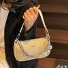 Design Estilo Coreano Senso de Design Cor Contrastante Bolsa Pequena Feminina Nova Moda Simples Bolsa de Ombro Transversal Bolsa de Axila Bolsa de Mão com Corrente