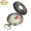 Relógio de Bolso Retrô com Tampa Flip Vazada, Bússola de Bronze Antiga, Presente Metálico para Exterior, Bússola Portátil para Crianças