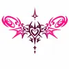 Pegatinas de tatuaje coloridas casuales diarias, diseños de corazón y murciélago para la parte inferior del abdomen y la clavícula, versátiles e impermeables