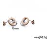 Aretes de acero de titanio estilo ins de venta caliente transfronteriza de Corea del Sur, pequeños y fragantes, temperamento de alta gama, clip de número romano, aretes de circonita para mujer