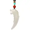 Colgante Auténtico de Diente de Lobo de Jade Hetian para Hombres y Mujeres, Collar con Colgante de Jade, Accesorio de Jade Personalizado de Moda