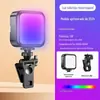Luz de Preenchimento LED Quadrada RGB Colorida Full-Color para Celular com Clipe de Bolso Luz para Fotografia Luz de Preenchimento RGB