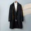 Último abrigo de lana para hombre de invierno, de doble faz, con cuello de solapa, doble botonadura, longitud media, abrigo coreano simple para hombre