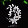 Broche de Flor de Ameixa Cristal de Gelo Zircônia, Alfinete Floral de Alta Qualidade e Versátil, Acessório de Broche de Videira para Atacado