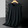 Chaleco de chándal para hombre, moderno, de punto, nueva moda, urbano, moderno, chaleco de verano, simple, estándar, color liso, artístico, cuello redondo