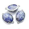 Colgante doble agujero ovalado de amatista incrustada nuevo transfronterizo 13*18mm superficie de huevo hecho a mano DIY accesorios de joyería de mano