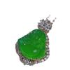 Atacado banhado a prata incrustado alto gelo transparente calcedônia verde Buda pingente jade ágata verde jade Maitreya Buda colar pingente
